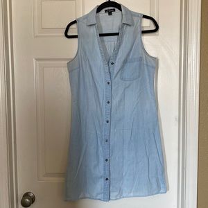 Washed denim button dress